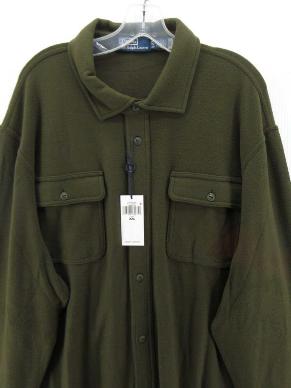 Polo Ralph Lauren Shirt XXL Olive Brush Fleece Button Up Work Shacket - Picture 2 of 14